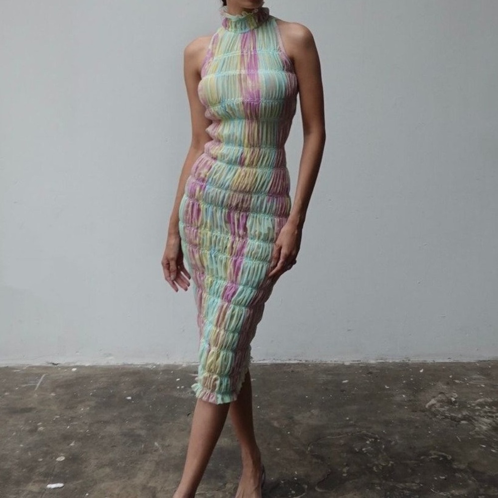 Roberta Einer "Rainbow" Bodycon Midi Dress